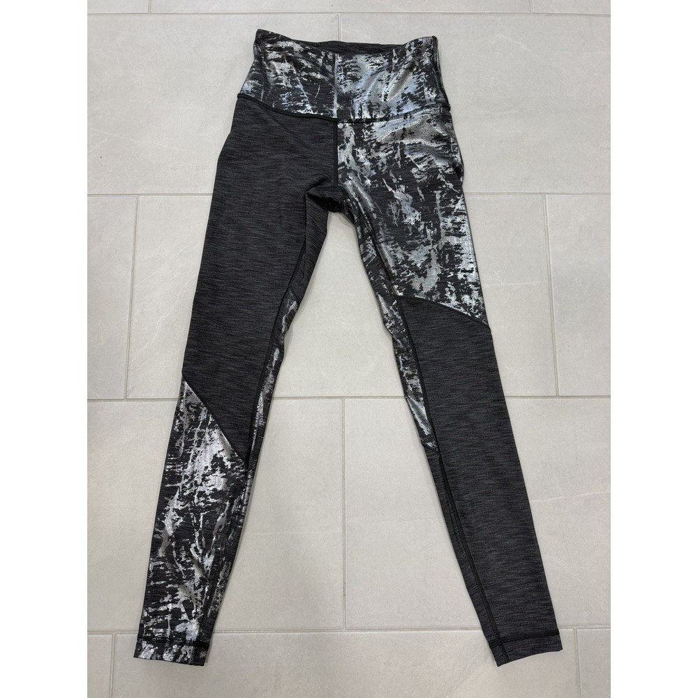 Lululemon Wunder Under Legging High Rise 4 Heathered  Black/Crinkle Brindle Foil